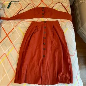 Nasty Gal Rust/Cider colored co-ord set sz 8
